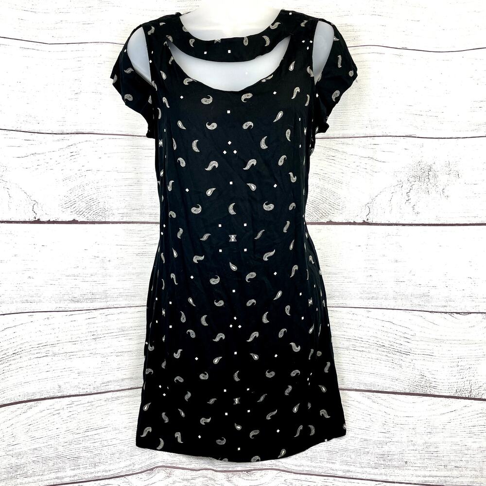 Something Else by Natalie Wood Black Paisley Cutout Mini Dress US 2
